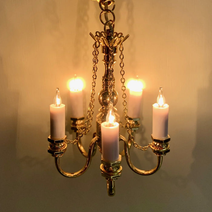 Chandelier with candles, 5-branch, 12V