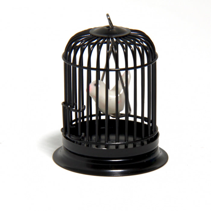 Bird and birdcage, black