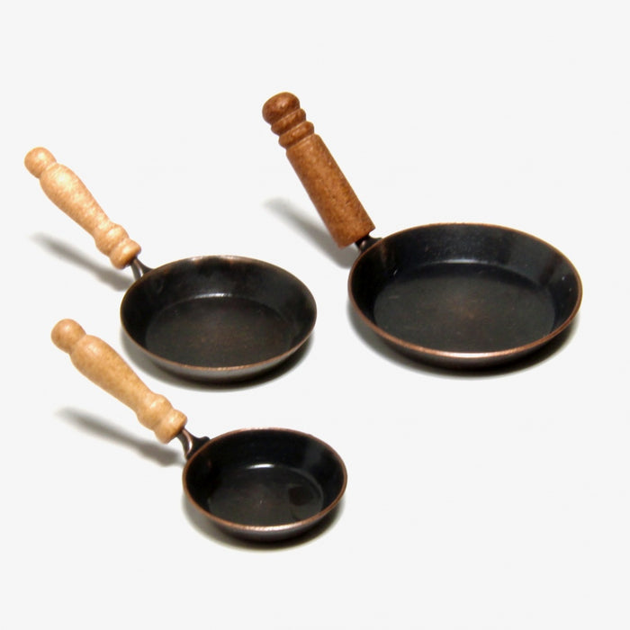 Frying pan, antique patinated, 3 pcs