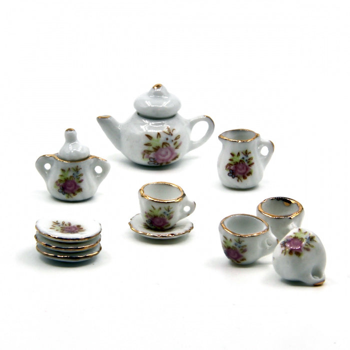 Coffee set, tea set, small rose, 13 parts