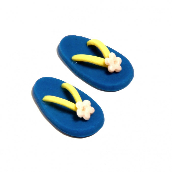 Flip flops, blomsterdekoration, blå