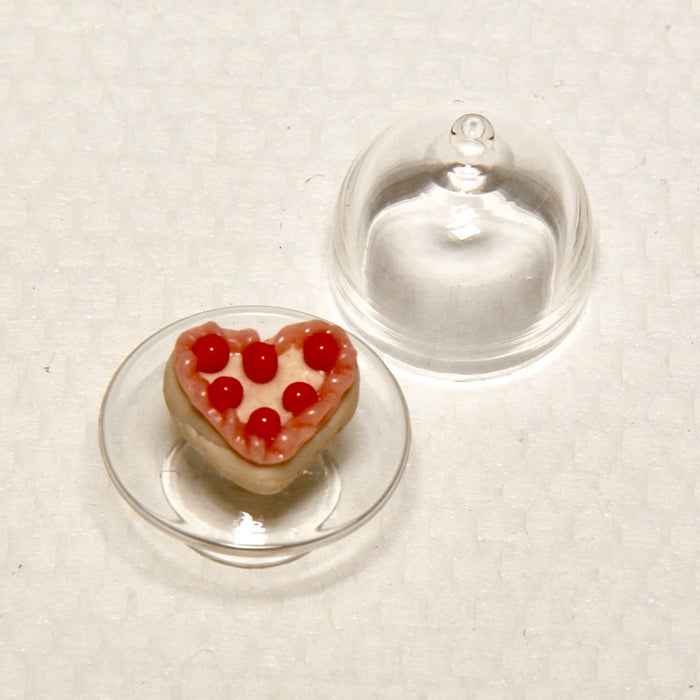 Heart cake, footed serving platter and dome