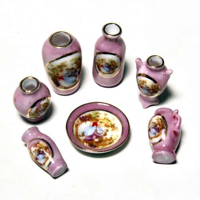 Vase 6 pcs and saucer, Romance