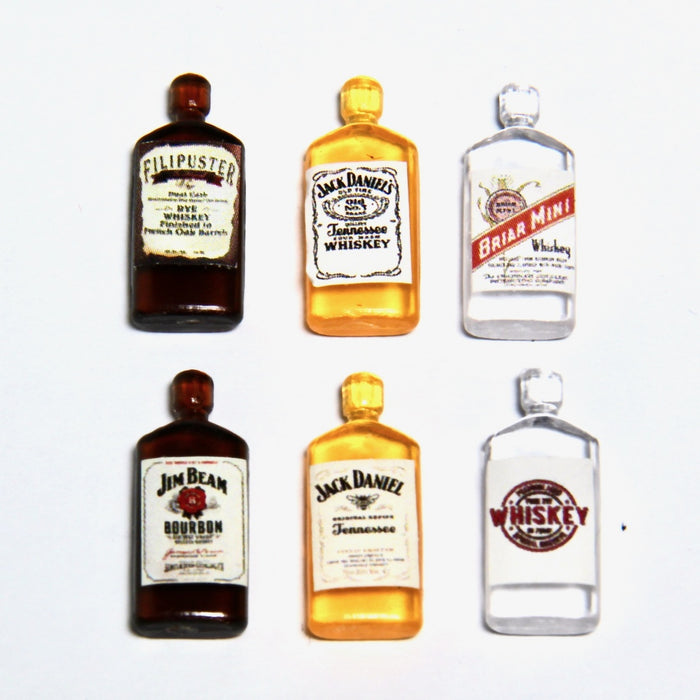 Alcohol bottle, small and flat, 6 pcs