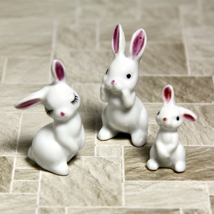 Rabbit family, porcelain, 3 pcs