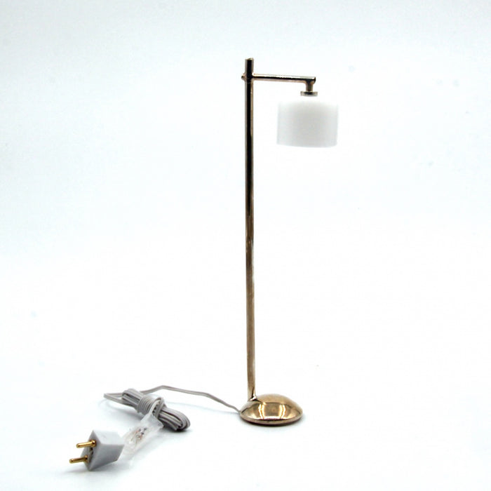 Floor lamp, modern, silver/white, 12V