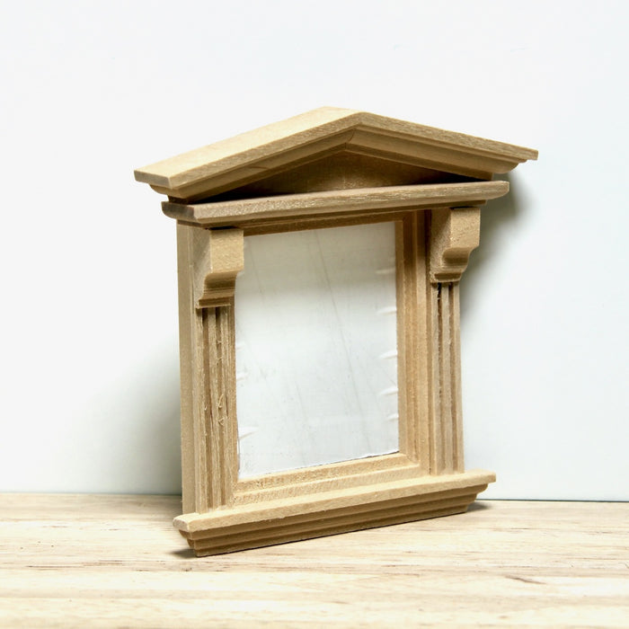 Window with a decorative triangle, wooden finish, 9.6 x 9.6 cm