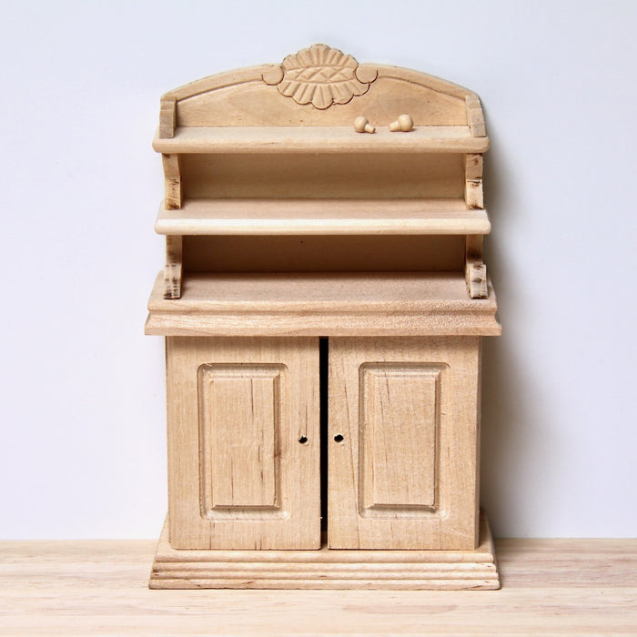 Cupboard, chest of drawers with open shelves, finished in wood