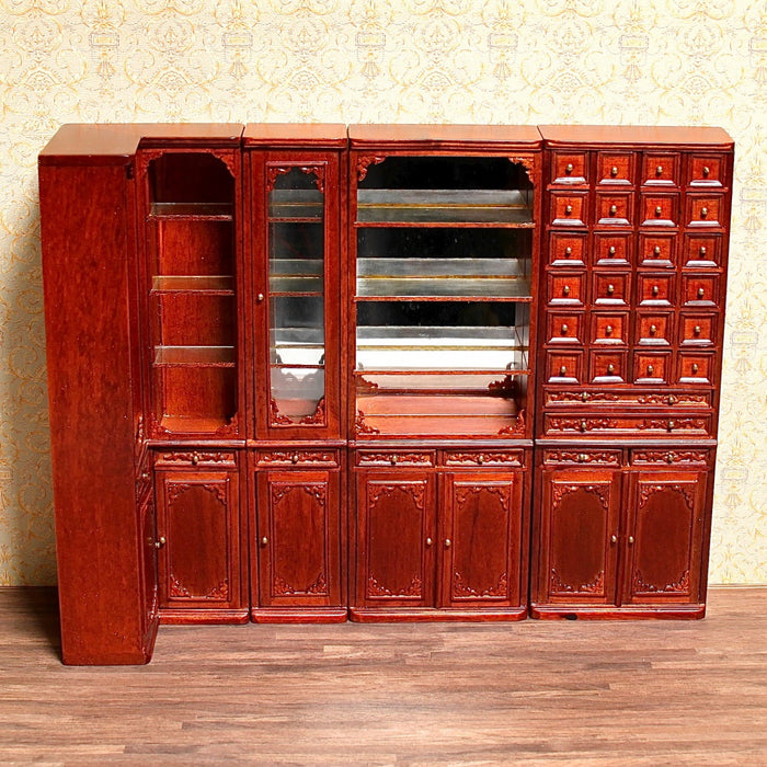 Display cabinet with mirror wall, walnut, quality furniture