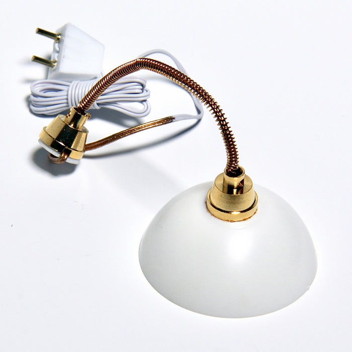 Ceiling lamp, white dome, brass frame, 12V