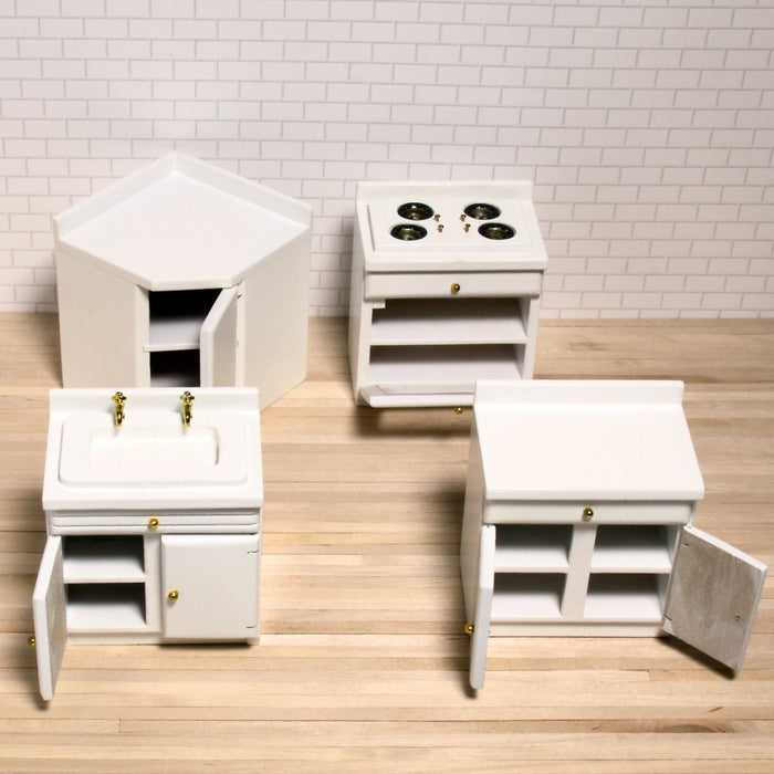 Kitchen furniture, white, 4 parts