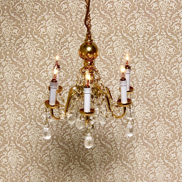 Crystal chandelier, 6-prong, 12V