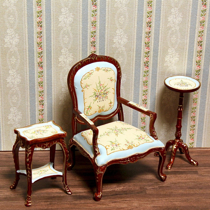 Armchair, hand painted, walnut/gold, quality furniture