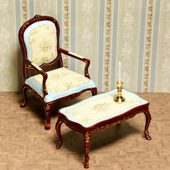 Armchair, hand painted, walnut/gold, quality furniture