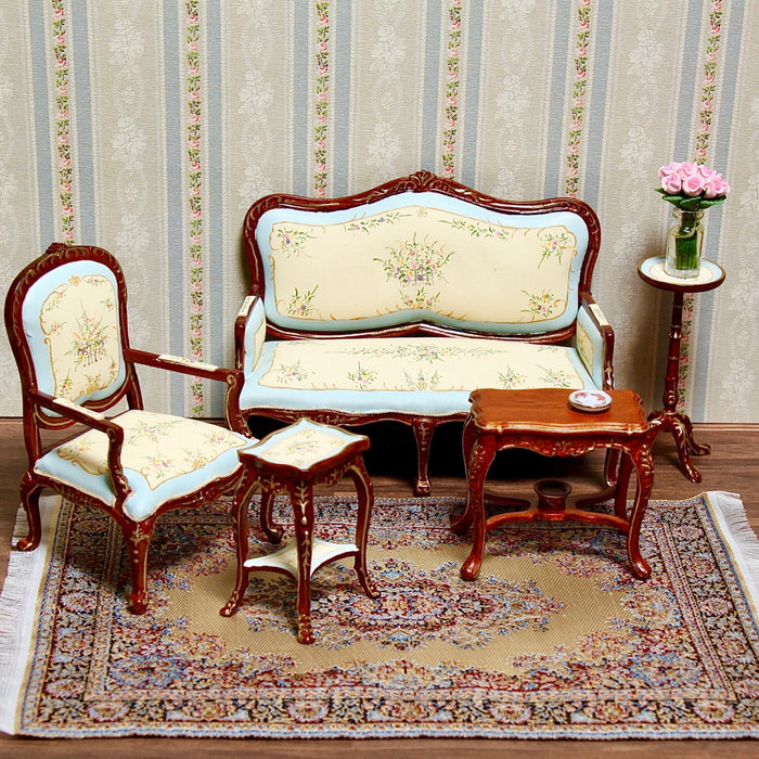 Flower table, hand painted, walnut/gold, quality furniture