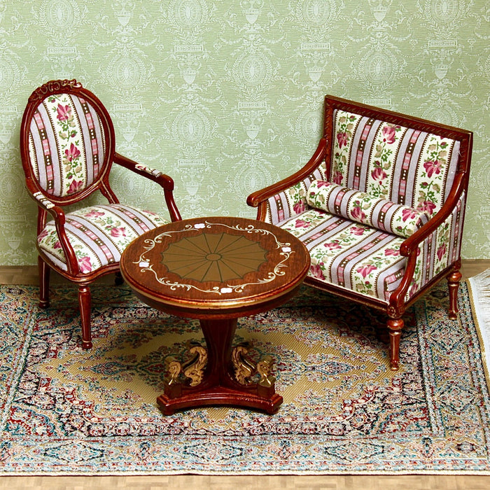 Table Empire, dark walnut with gold decorations, quality furniture