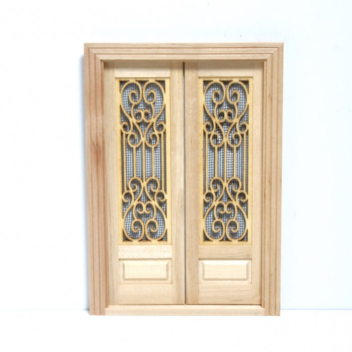 Double door, decorative, finished in wood