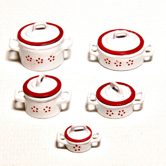 Pot, red and white, small tall