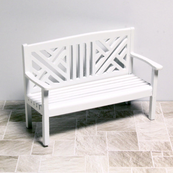 Garden bench, lattice, white