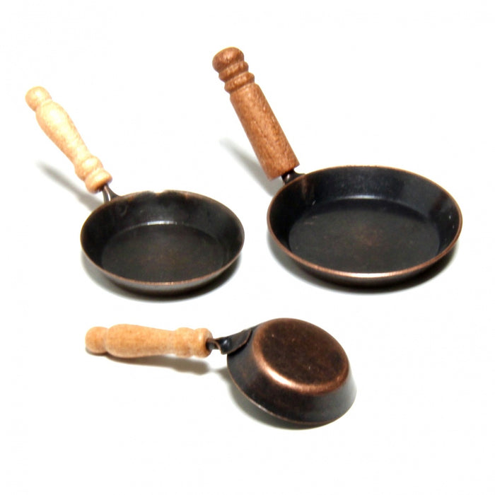 Frying pan, antique patinated, 3 pcs