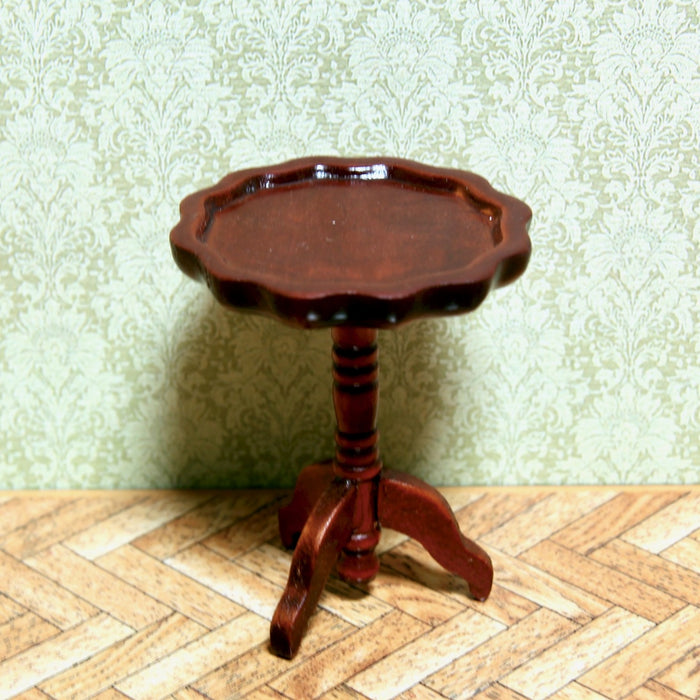 Small table, round, brown walnut