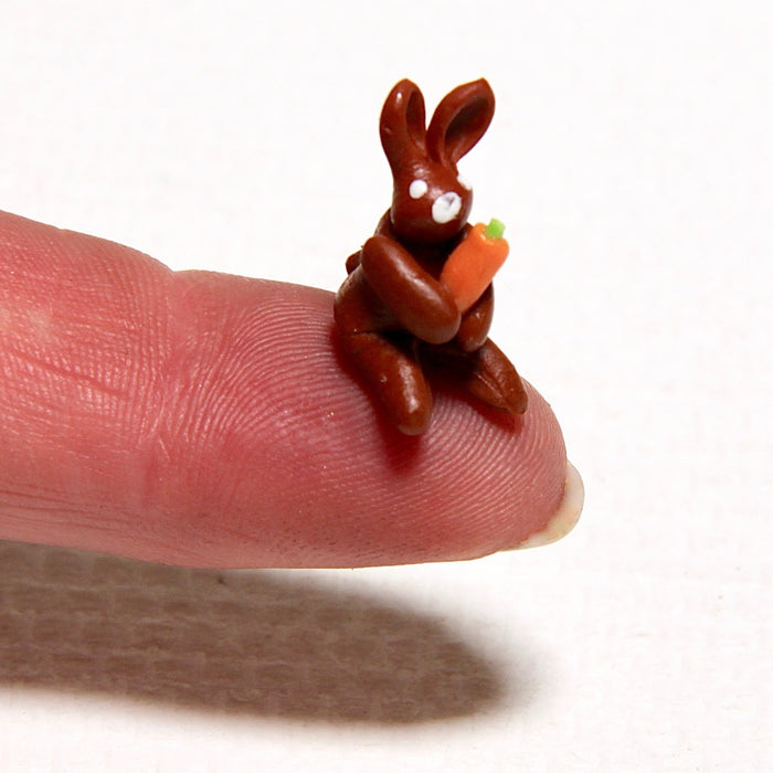 A small chocolate bunny and a carrot