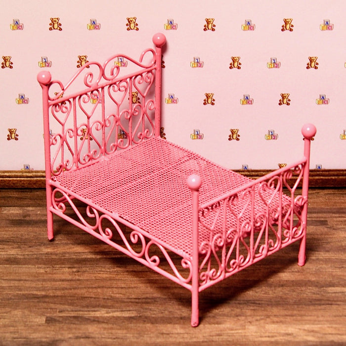 Children's bed, pink iron wire