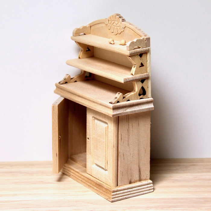 Cupboard, chest of drawers with open shelves, finished in wood