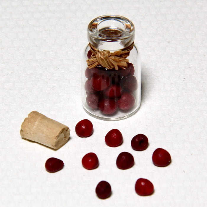 Dried red plums in a glass jar