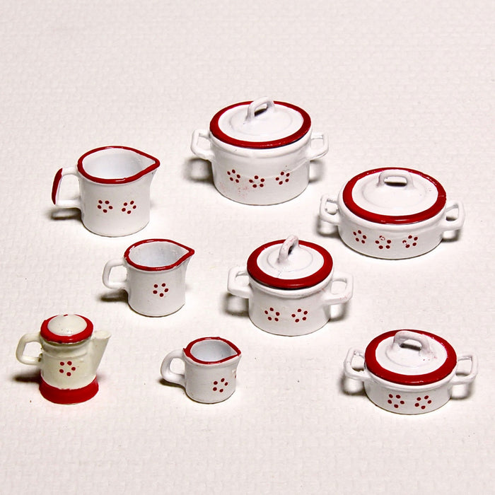 Pot, red and white, small tall