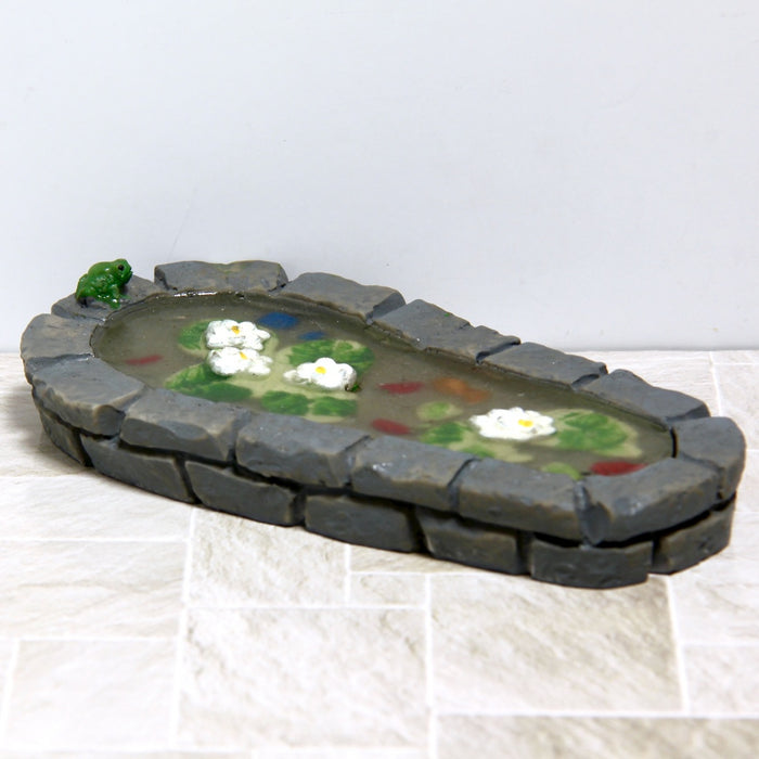 Garden pool and water lilies, resin