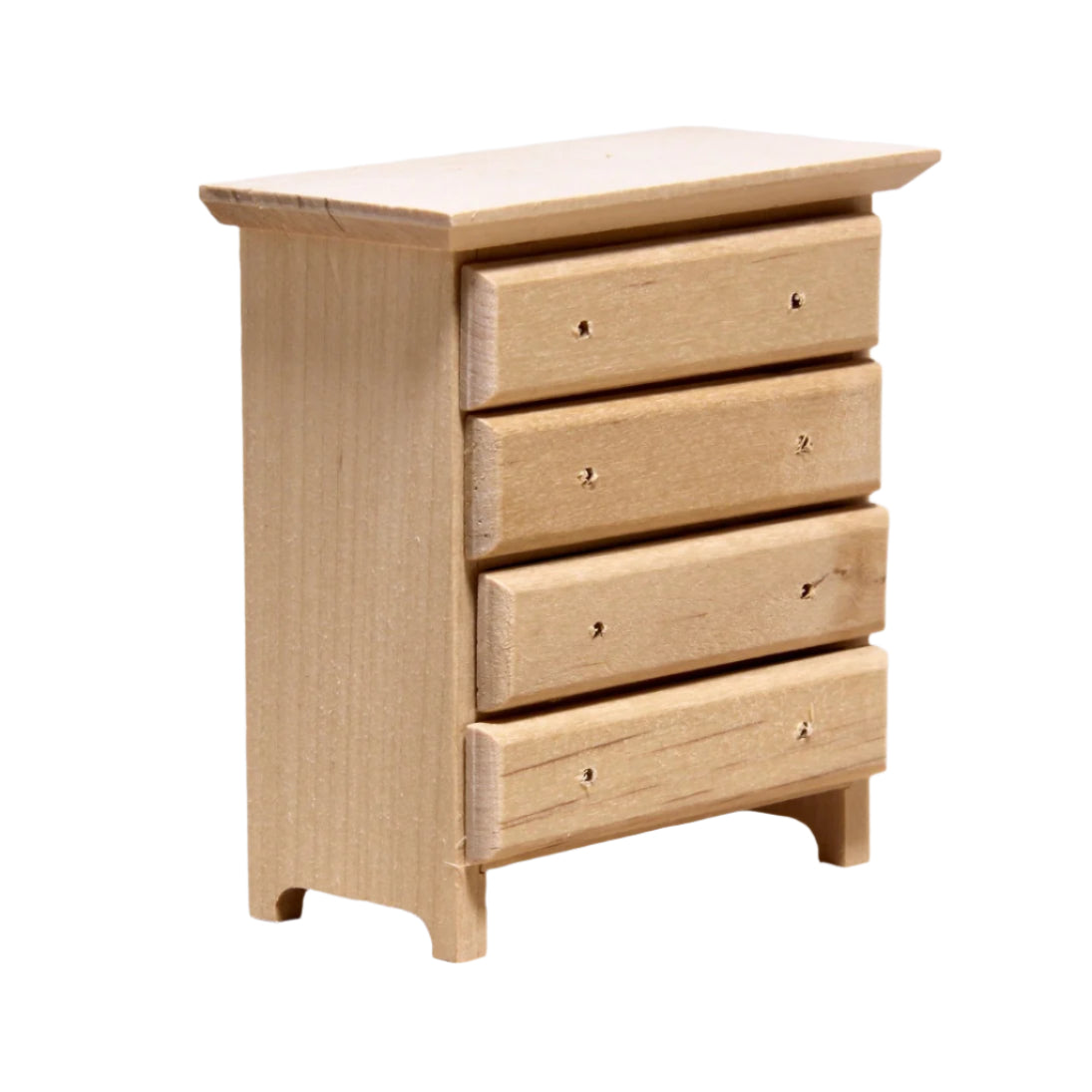 Puuvalmis nukkekodin lipasto on hyvä säilytyskaluste jokaiseen pienen kodin huoneeseen.. Pienet messinkinupit laatikoiden vetimiksi tulevat mukana paketissa. Voit myös valita puuvalmiit nupit tai erilaiset laatikoiden kahvat Minimaailman laajasta valikoimasta Rakennustarvikkeet -kategoriasta.