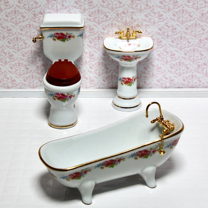 Bathroom furniture, Dresden Rose, porcelain, 3 parts