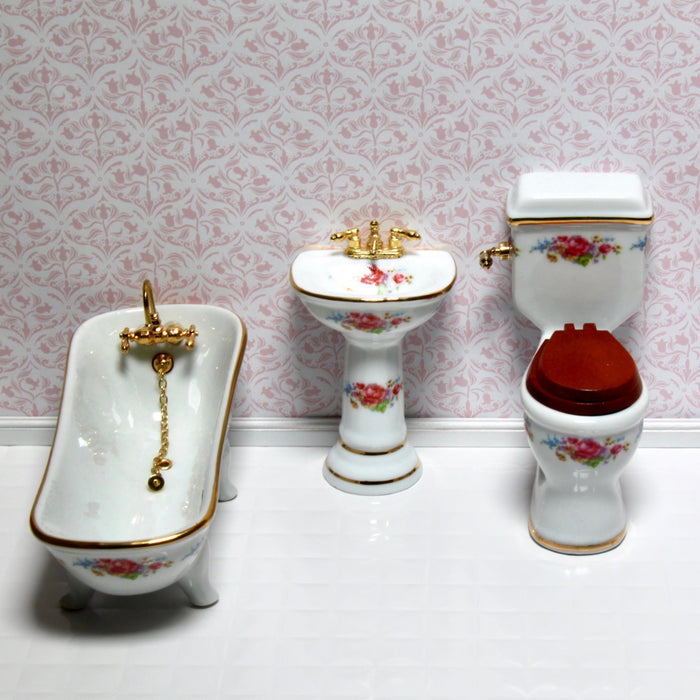 Bathroom furniture, Dresden Rose, porcelain, 3 parts