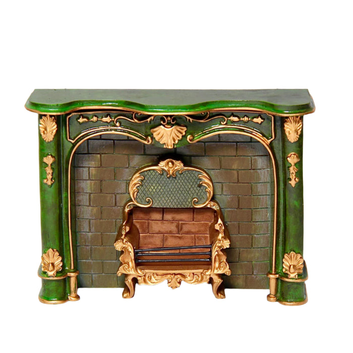 Öppen spis, grön marmor, Reutter