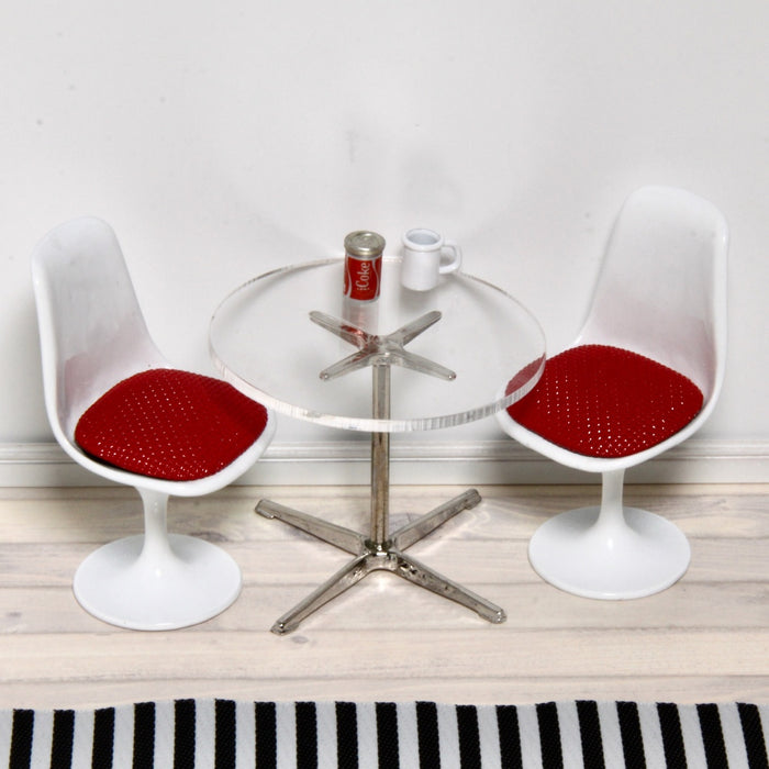 Modern tulip chair, red and white