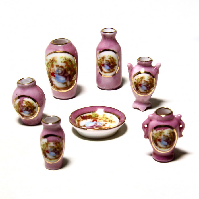 Vase 6 pcs and saucer, Romance