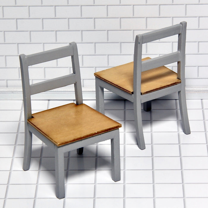 Dining chair, gray and wood, 2 pcs