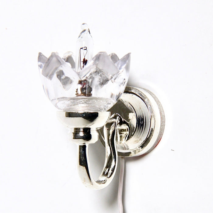 Wall lamp, flower, chrome frame 12V