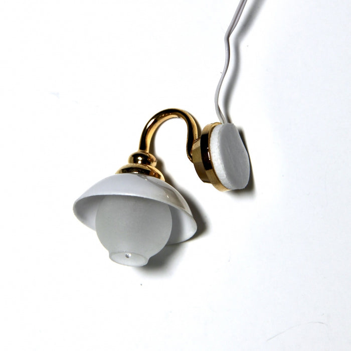 Wall lamp, white and brass, 12V