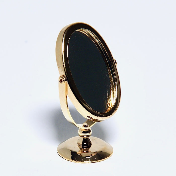 Table mirror, oval swivel, brass