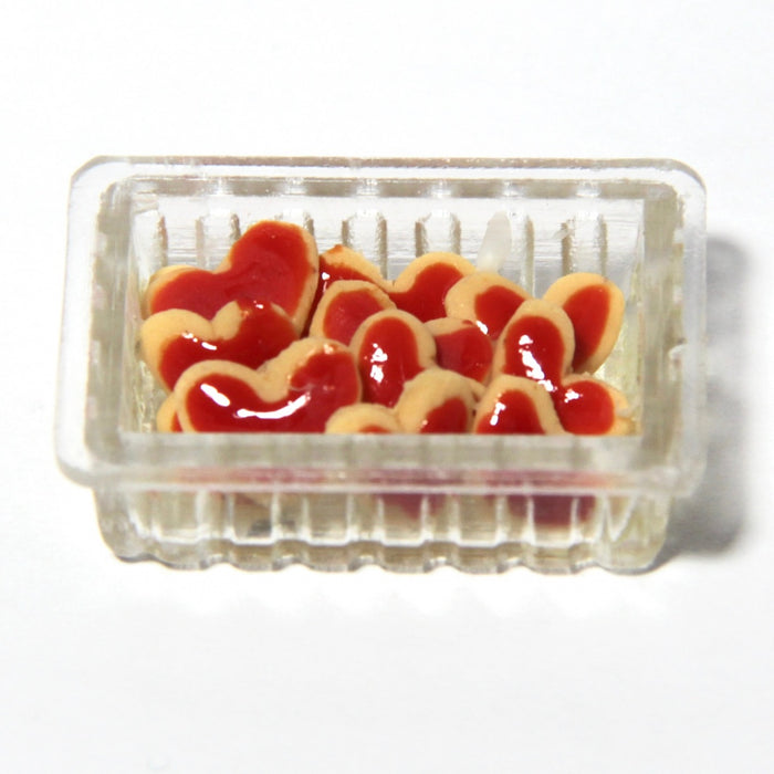 Heart cookies in a glass container