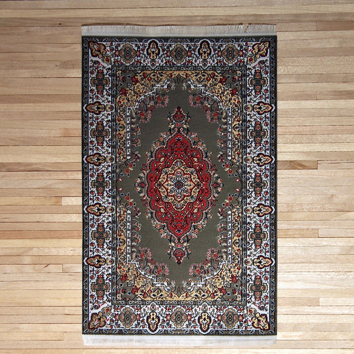 Turkish carpet, terrain green-red, 15 x 23 cm