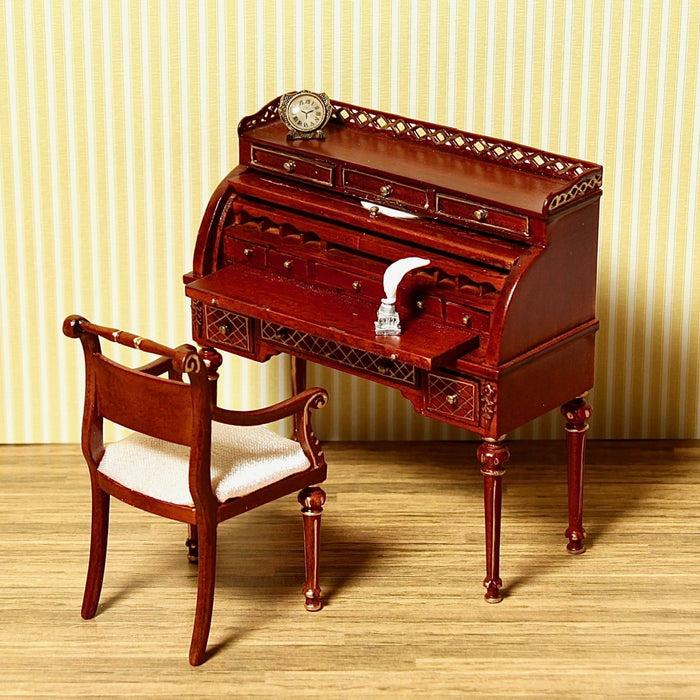 Writing chest with roll top, quality furniture