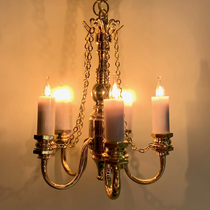 Chandelier with candles, 5-branch, 12V