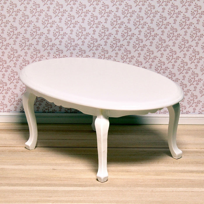 Dining table, oval, white, large