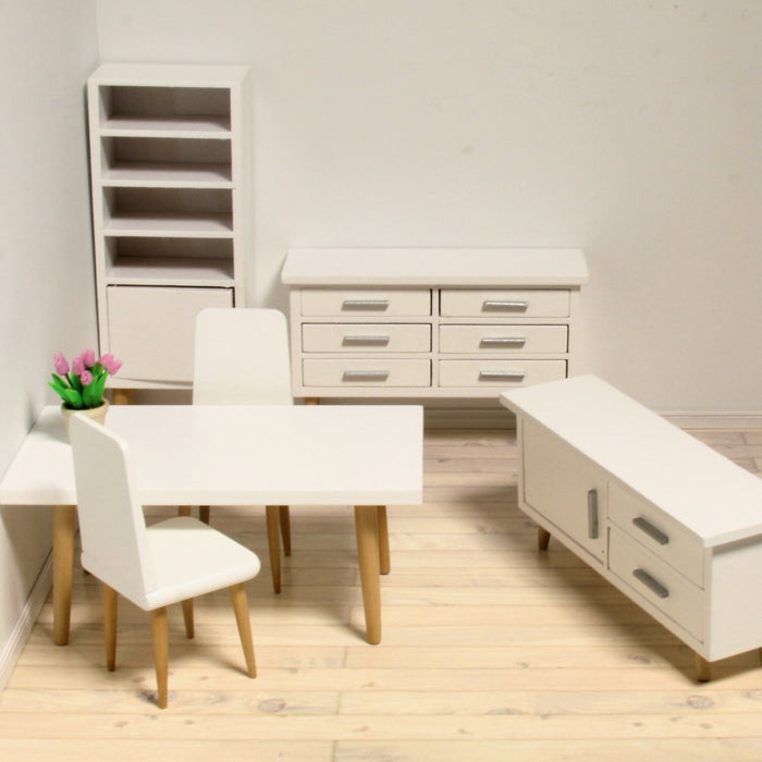 Modern dining room, white, 6 parts