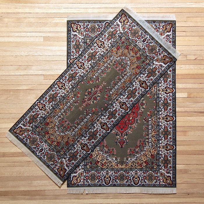 Turkish carpet, terrain green-red. 10 x 23 cm